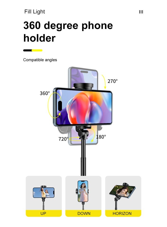 Black 68"(1.75M) Automatic Tripod,Portable,  Auto-Open Phone Tripod Stand with Magnetic Remote, All-in-1 Extendable Selfie Stick Travel Tripods for Cell Phone 360° Compatible with both iPhone and Android phones for taking photos and recording videos - Image 3
